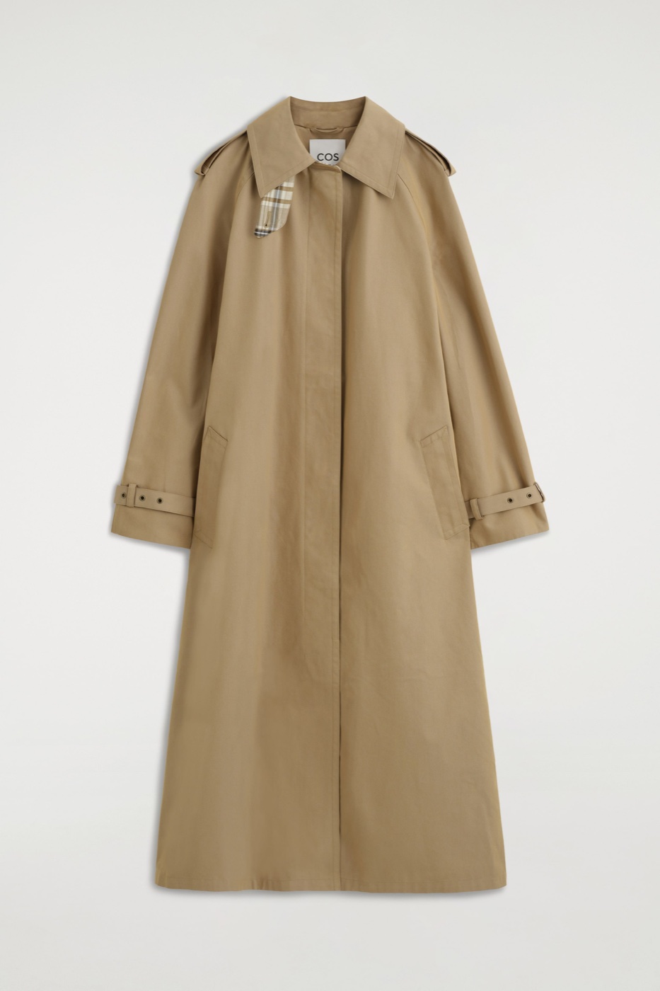 Productfoto van CHECK-DETAIL BELTED COTTON TRENCH COAT